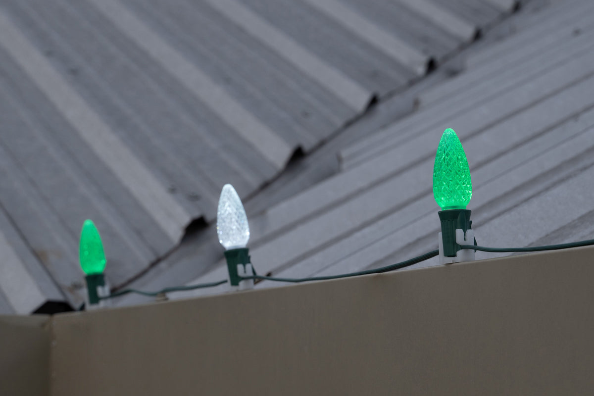 Metal Roof Stringer Kit - Green & Cool White Alternating - Per 10 Foot Section